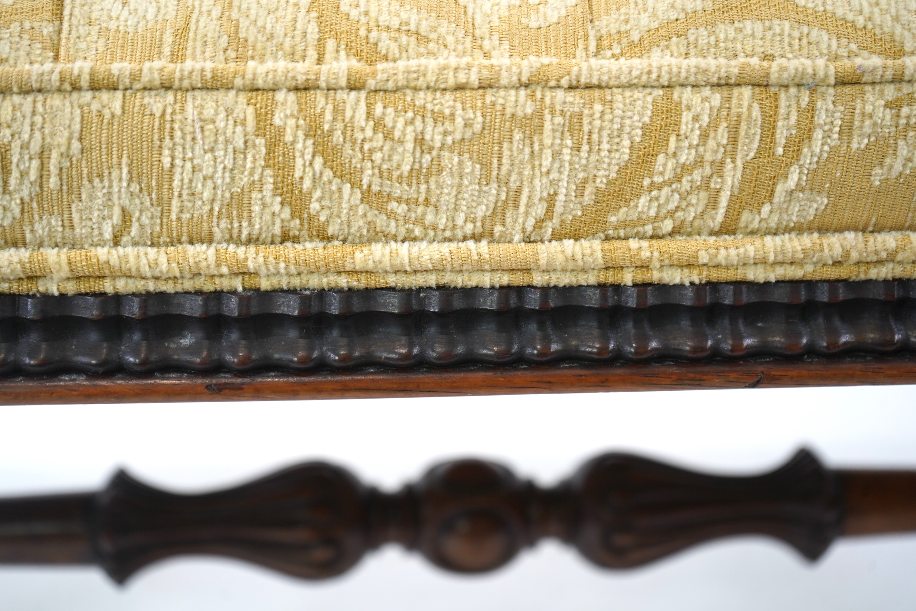 A Victorian faded rosewood rectangular X frame dressing stool